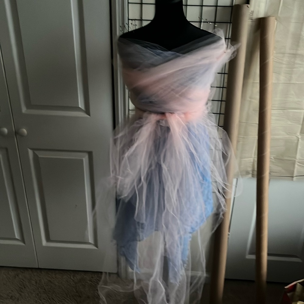 Ballerina blue and pink tulle dress handsewn